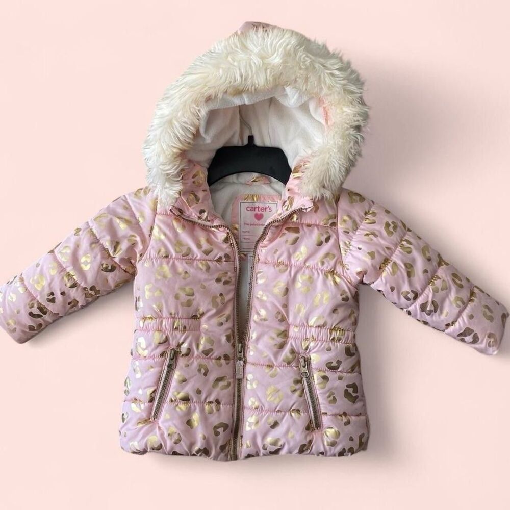 Carters 2T Girls Leopard Puffy Jacket. Great Condition.